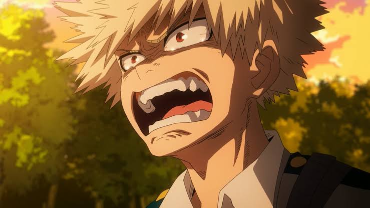 my hero academia review, bakugo katsuki with an intense angry expression showing his fierce and competitive personality
